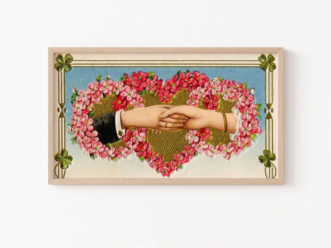 Frame TV Art File, Frame TV Art, St Patrick's Day, Victorian Handshake Vintage Valentine, Hearts,... | Etsy (US)
