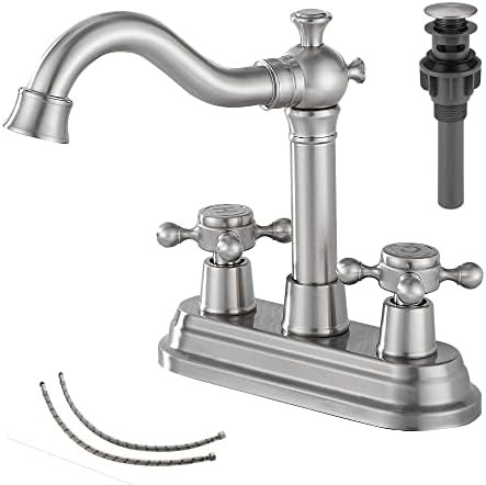 Bathroom Faucet Brushed Nickel GGStudy 2 Handles 4 Inches Centerset RV Bathroom Vanity Faucet with D | Amazon (US)