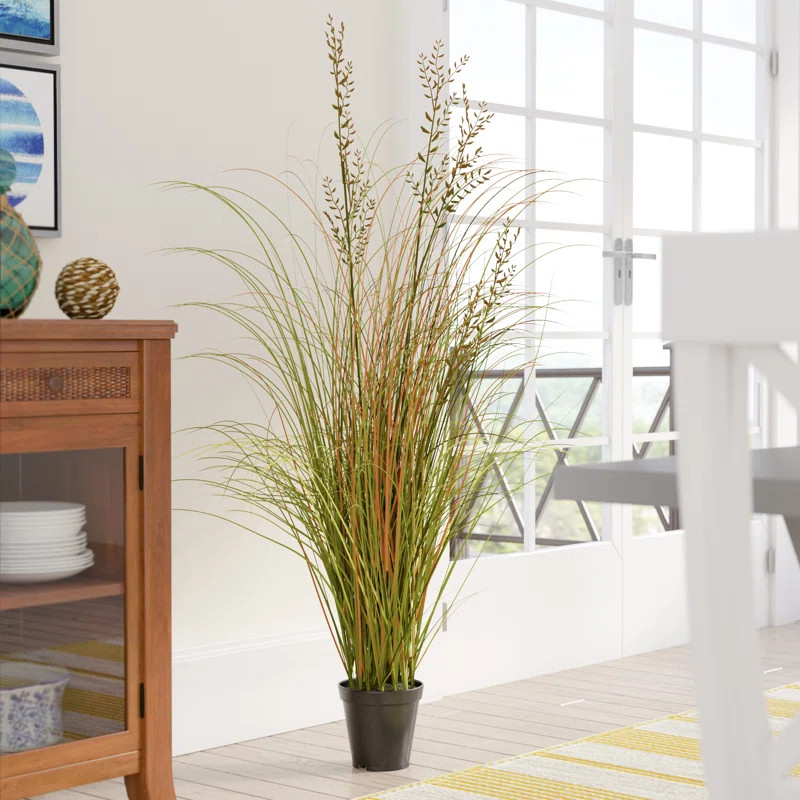 60" PVC Artificial Potted Green and Brown Grass and Plastic Grass | Wayfair North America