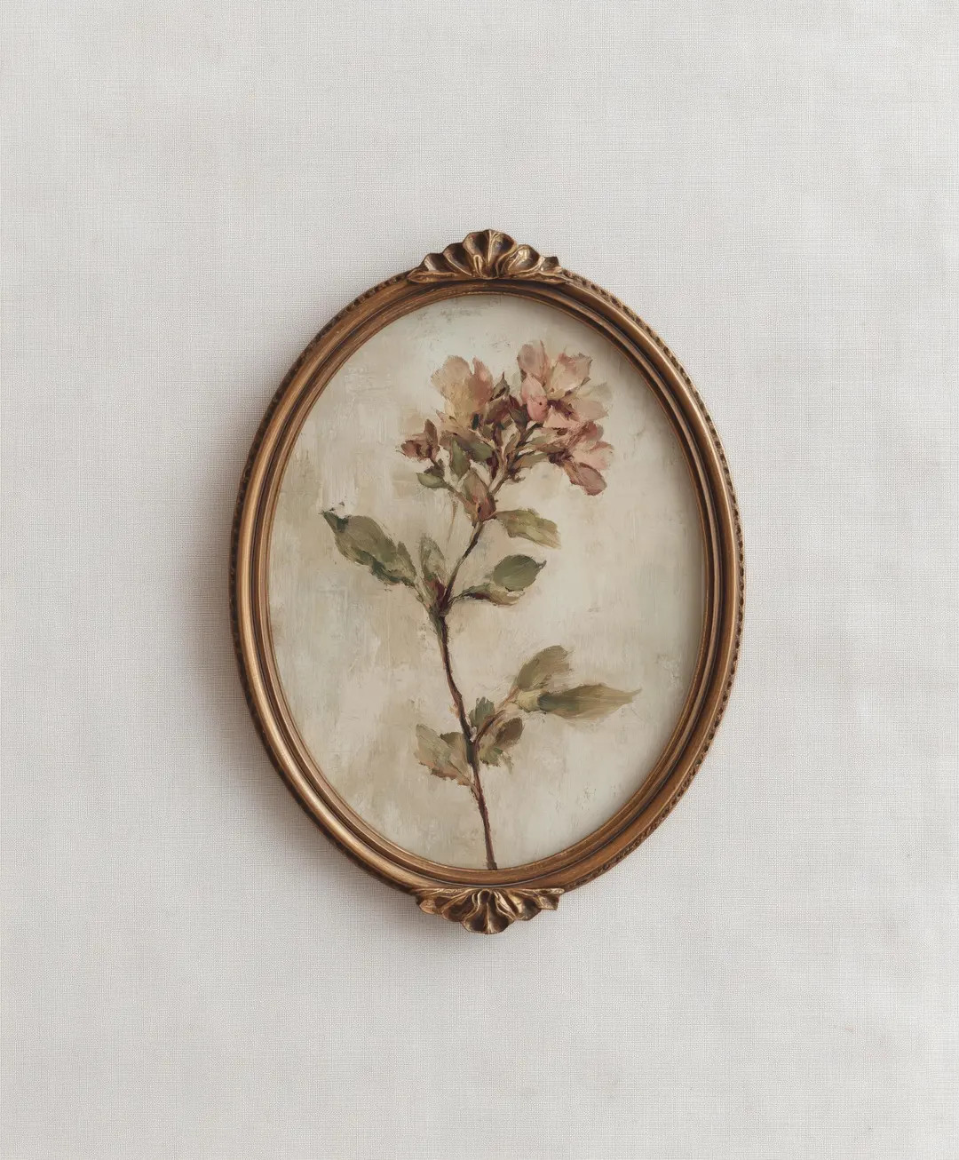 Vintage Wildflower Oil Painting | Muted Pink Floral Wall Art | Neutral Botanical Print | Antique ... | Etsy (US)