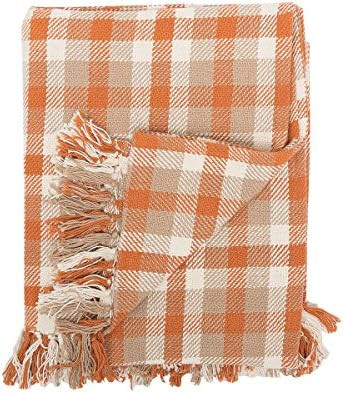 C&F Home Dunmore Plaid Pumpkin Orange Fall Autumn Harvest Cotton Throw Blanket with Fringe Tassel... | Amazon (US)