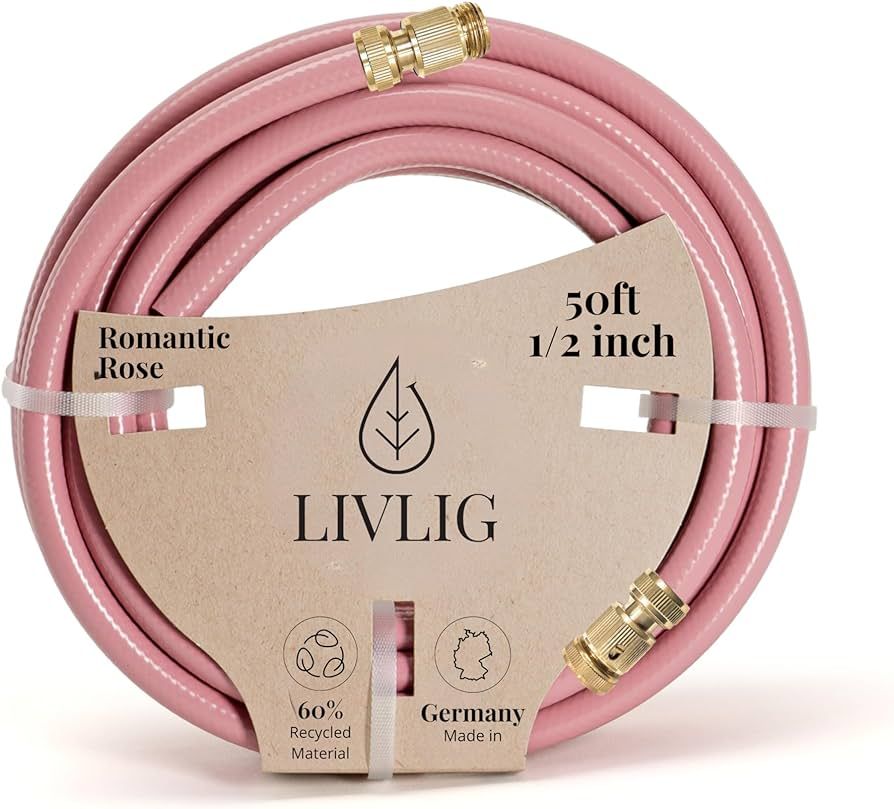 LIVLIG Garden Hose 1/2 inch, For Any Nozzle, 50 ft with Brass Quick Connect, Water Hose Made in G... | Amazon (US)
