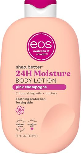 eos Shea Better Body Lotion Pink Champagne, 24-Hour Moisture Skin Care, Lightweight & Non-Greasy, Natural Shea, Vegan, 16 fl oz | Amazon (US)