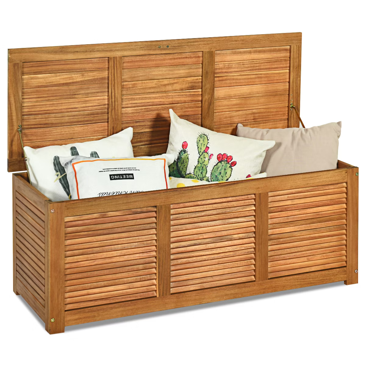 Costway 46 Gallon Deck Storage Acacia Wood Organization Toys Cushions Tools | Target