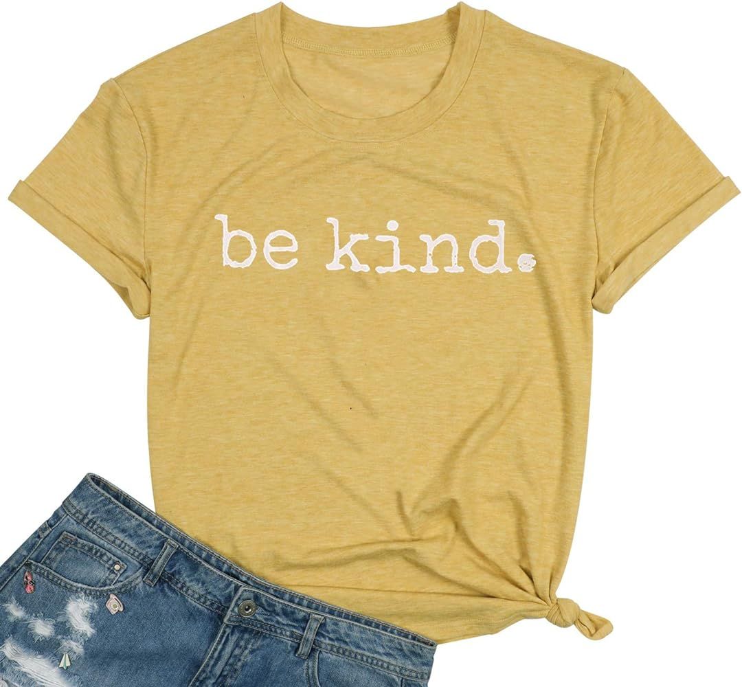 Be Kind Shirt Women Letter Inspirational Teacher T Shirt Casual Short Sleeve Tops Tee Shirts | Amazon (US)