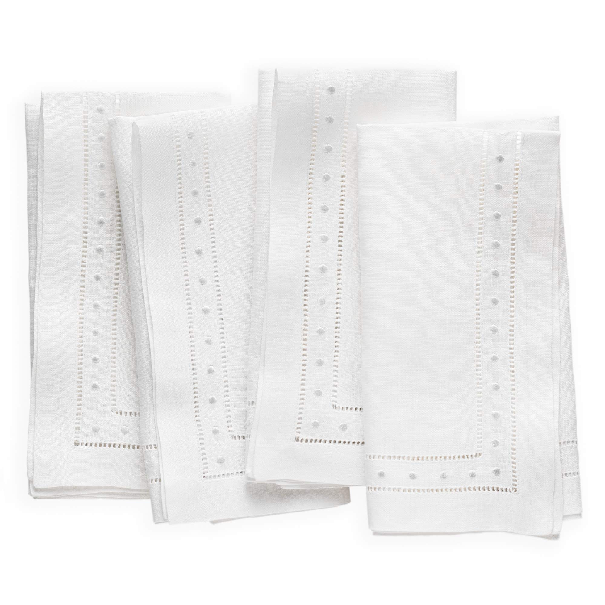 Linen Napkins Set of 4-100% Flax Linen White Dinner Napkins with Embroidered Dot 18 x 18 inch - H... | Amazon (US)