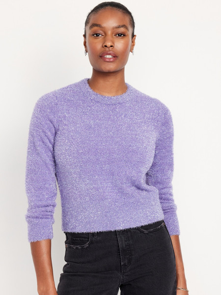 Crew-Neck Eyelash Sweater for Women | Old Navy (US)