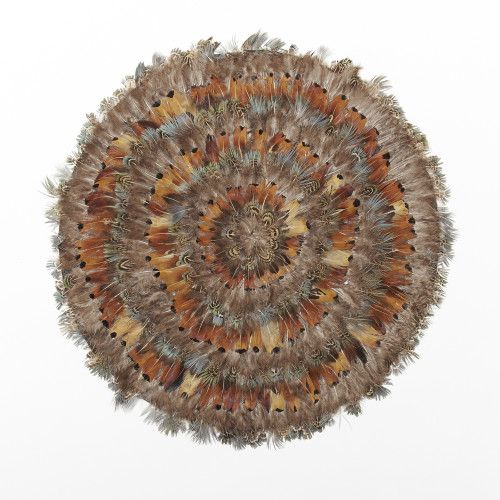 Two's Company Pheasant Park Set of 6 Round Decorative Mats - Pheasant Feathers | Gracious Style