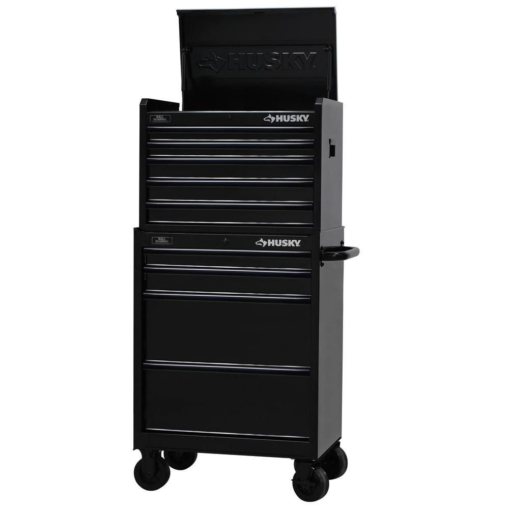 Husky 27 in. W 9-Drawer Tool Chest and Cabinet Set, Black | The Home Depot