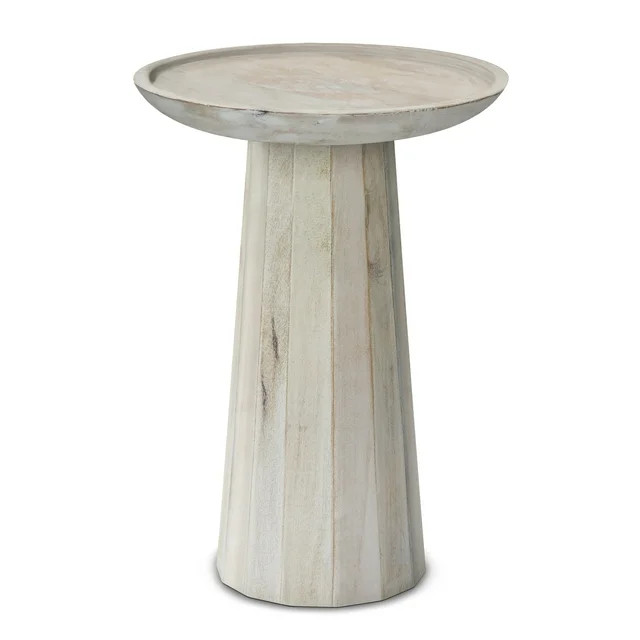 Simpli Home Dayton Solid Mango Wood 13" Wide Round Contemporary Wooden Accent Table In White Wash... | Walmart (US)