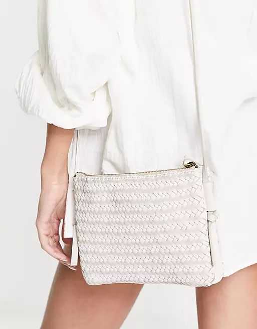 Madewell woven leather cross body chain strap bag in white | ASOS (Global)