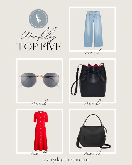 This week’s best sellers. The cutest Madewell jeans 😍 two great bags. The red dress I just bought and my favorite Raybans 

#LTKover40