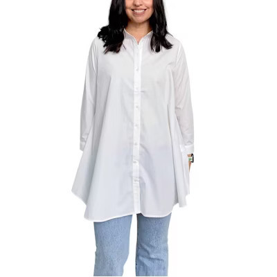 Women's Long Sleeve Button Down Tunic Top - Q2 S | Target