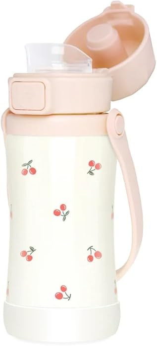 GROSMIMI Slow Flow Toddler Tumbler Water Bottle BPA Free 10 oz. (Stainless Steel, Cherry) | Amazon (US)