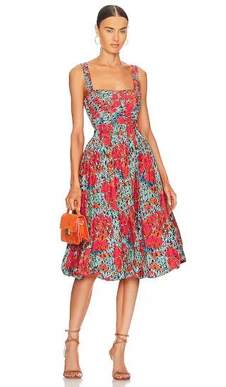 Olympia Dress in Flamingo | Floral Midi Dress | Spring Midi Dress Casual Church Dress Church Outfits | Revolve Clothing (Global)