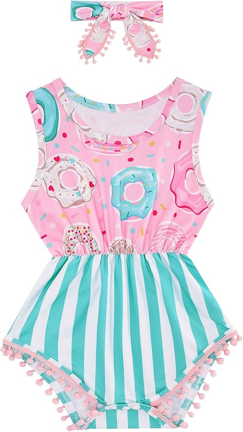 Ahegao 0-24 Months Baby Floral Romper Toddlers Outfits Infant Playsuits + Headband Jumpsuit | Amazon (US)