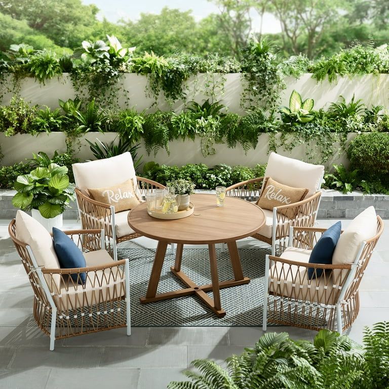 Better Homes & Gardens Lilah 5 Piece Outdoor Dining Set, White | Walmart (US)