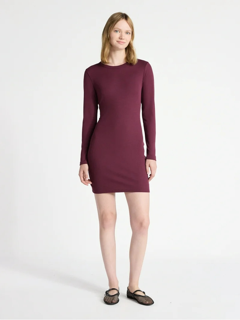 No Boundaries Mini Dress with Long Sleeves, Women’s | Walmart (US)