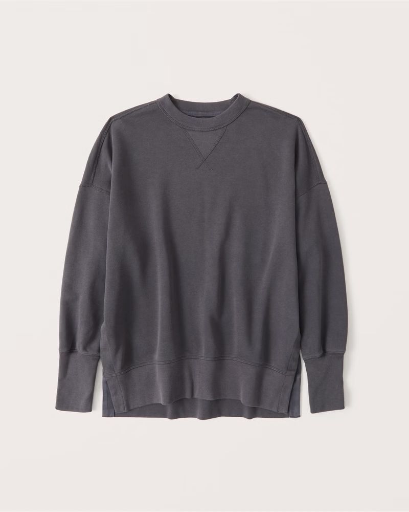 Split Hem Terry Tunic Crew Sweatshirt | Abercrombie & Fitch (US)