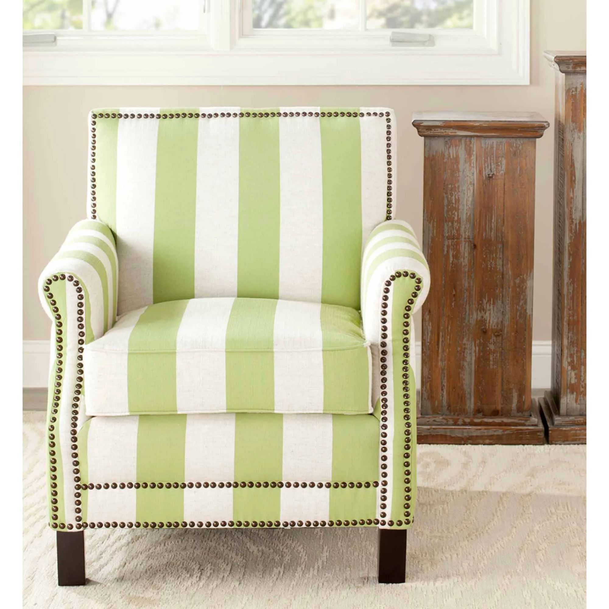 Safavieh Easton Rustic Glam Upholstered Club Chair w/ Nailheads - Walmart.com | Walmart (US)