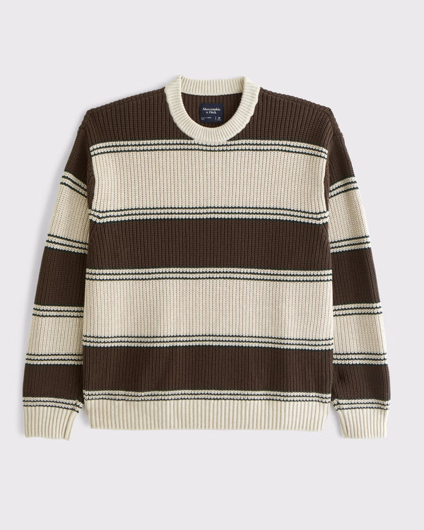 Men's Oversized Waffle Crew Sweater | Men's New Arrivals | Abercrombie.com | Abercrombie & Fitch (US)