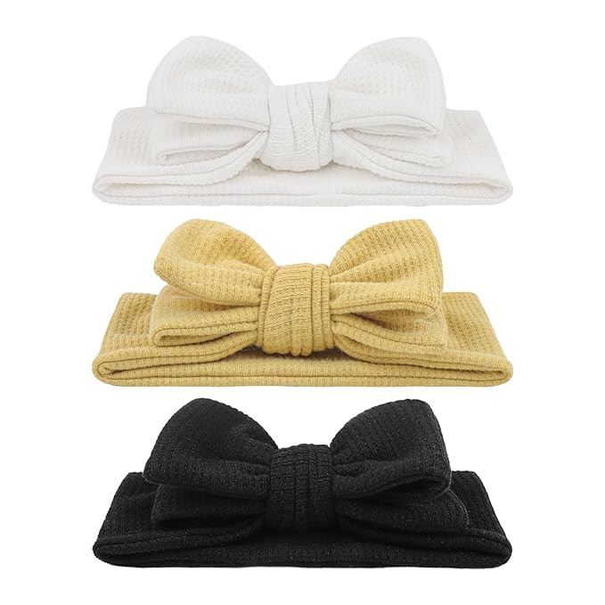 YanJie Baby Headbands Bows for Girls Hair Bows for Girls Stretchy White Headbands Knot Toddler Ha... | Amazon (US)