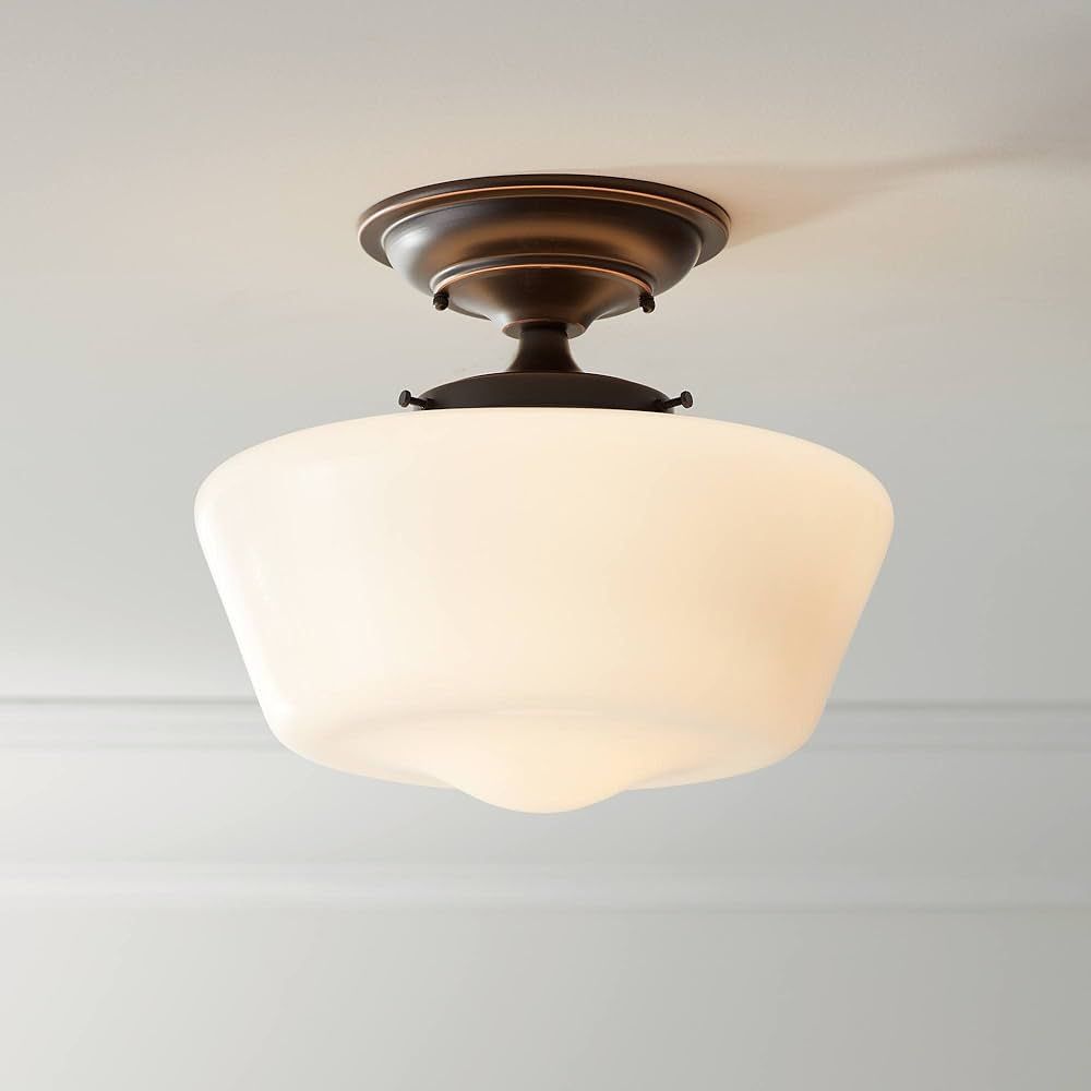 Regency Hill Schoolhouse Modern Farmhouse Floating Ceiling Lighting Semi-Flush Mount Fixture Bron... | Amazon (US)