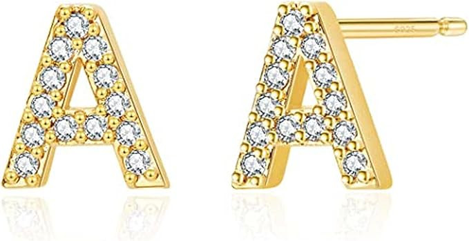 Ldurian Initial Stud Earrings for Women Girls- Hypoallergenic Cartilage Stud Small Letter Earring... | Amazon (US)
