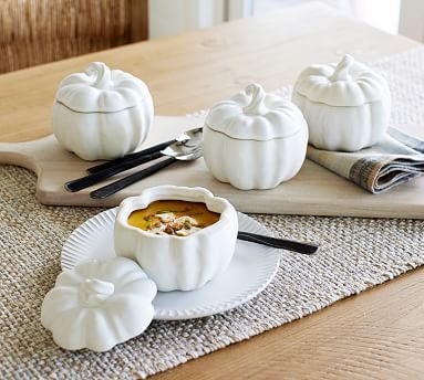 Pumpkin Shaped Stoneware Lidded Bowls | Pottery Barn (US)