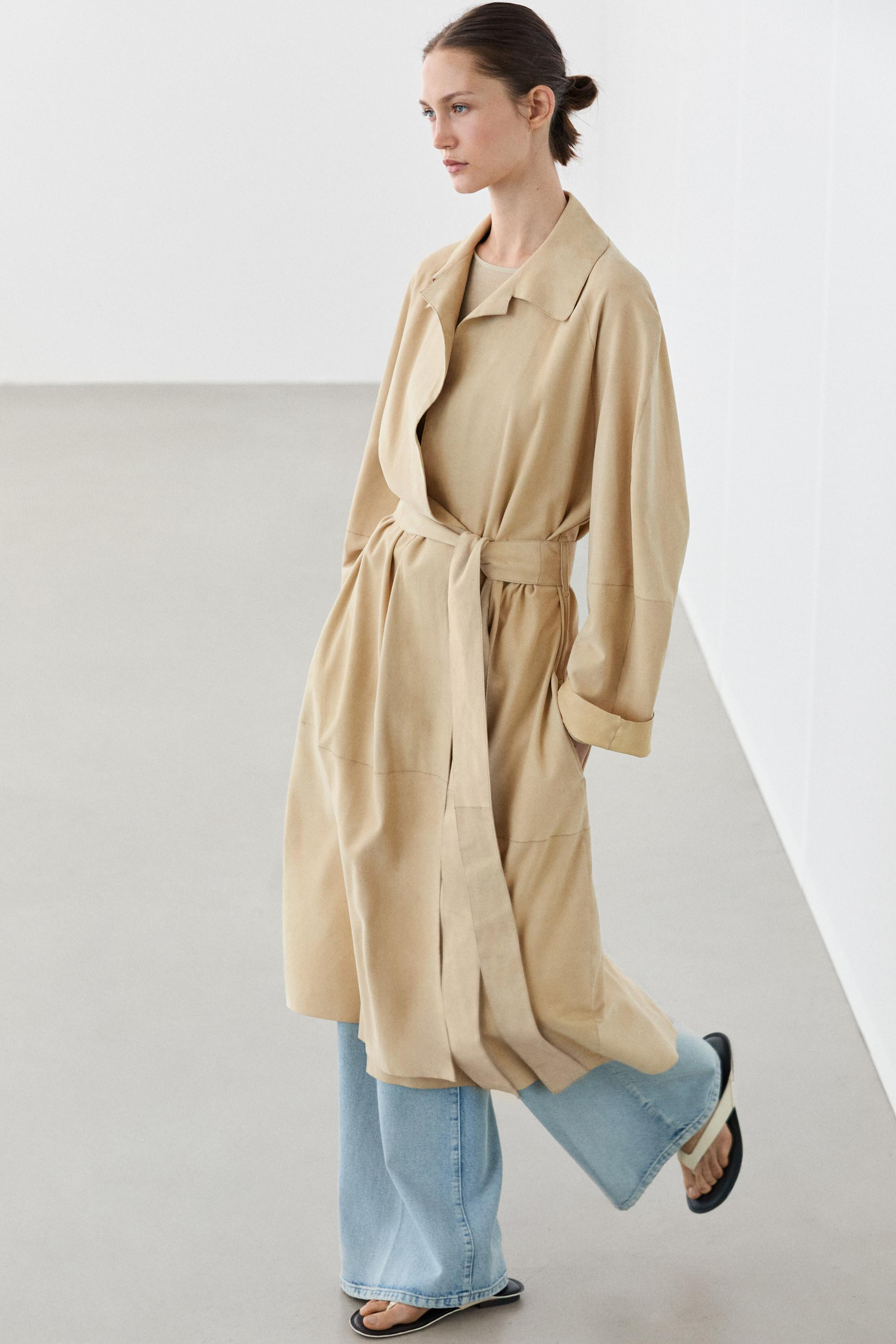 Long suede leather coat | Massimo Dutti US
