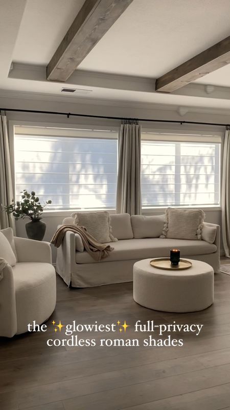 The ✨glowiest✨ full-privacy cordless Roman shades 😍 

Light-filtering roman shades. Blackout curtains. Ivory drapes. Window coverings. Window treatment. Blinds.

#romanshades #amazonhome #amazonhomefinds #amazonhomefind #blinds #windowtreatment #windowcoverings #curtains #drapes 

#LTKhome