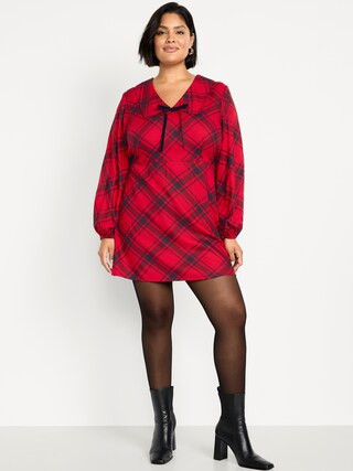 Fit & Flare Long-Sleeve Crepe Mini Dress | Old Navy (US)