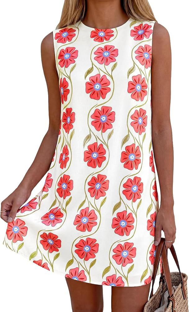 PRETTYGARDEN Sundresses for Women 2026 Summer Elegant Floral A Line Short Party Dress Beach Vacat... | Amazon (US)