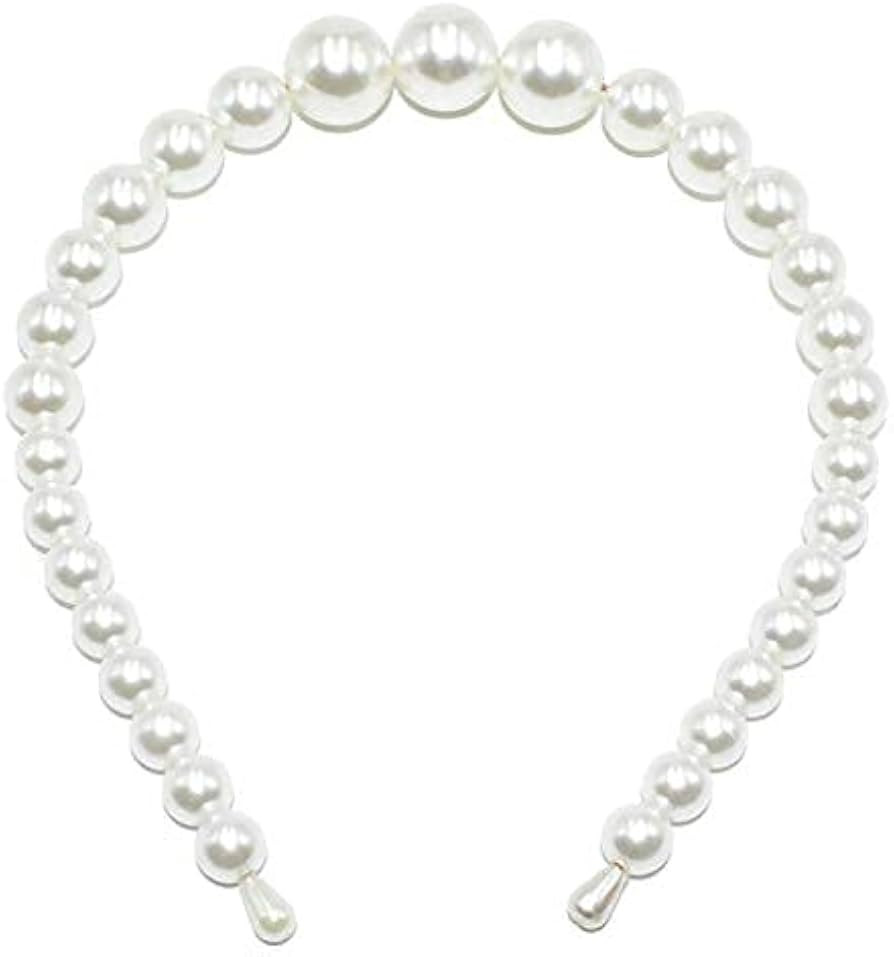 Aeyistry 1Pieces Pearls Headbands, Elegant White Faux Pearl Pearl Headbands Hair Hoops Hair Acces... | Amazon (US)