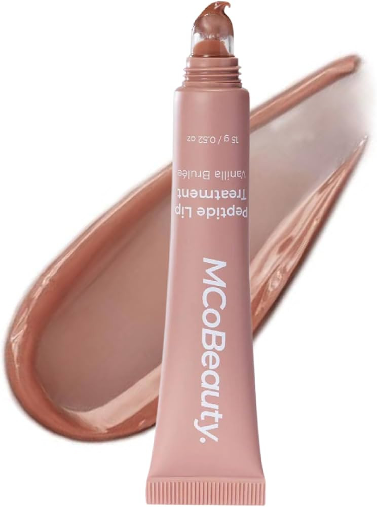 MCoBeauty Peptide Lip Treatment - Vanilla Brulee Plumping Lip Gloss Balm     Nude Beige Tinted Gl... | Amazon (US)