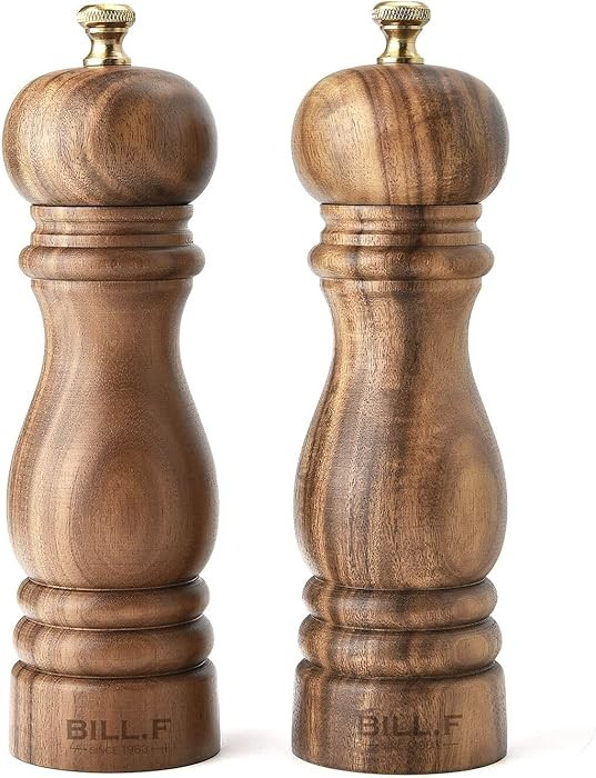 BILL.F Pepper Grinder,Wood Salt and Pepper Grinder Mills Sets, Acacia Wood Manual Salt Grinder Re... | Amazon (US)