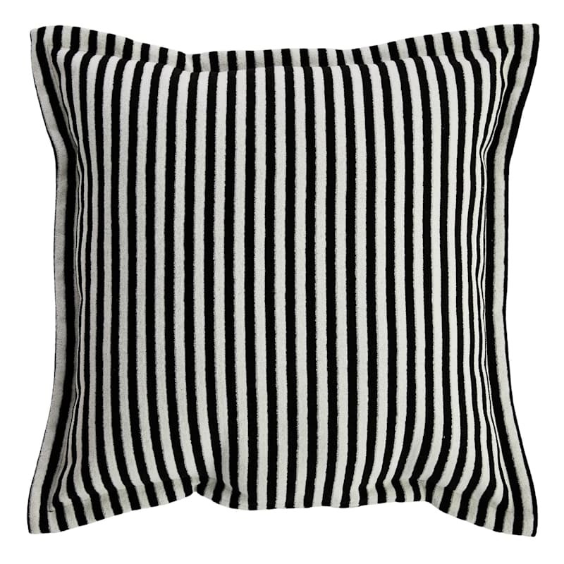 Black & White Terry Cloth Oversized Square Luxe Outdoor Throw Pillow, 20" | At Home