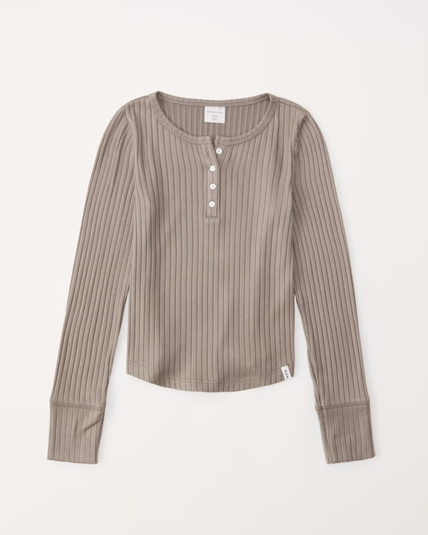 long-sleeve cozy henley tee | Abercrombie & Fitch (US)
