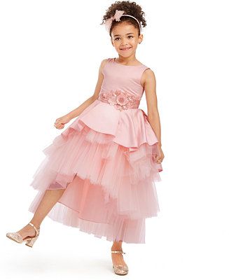 Rare Editions Little Girls Satin & Tulle Tiered Gown & Reviews - Dresses - Kids - Macy's | Macys (US)