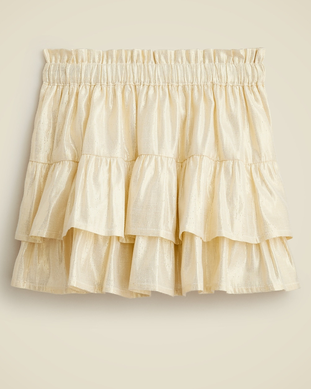 Girls' tiered ruffle skirt in gold lamé | J. Crew US