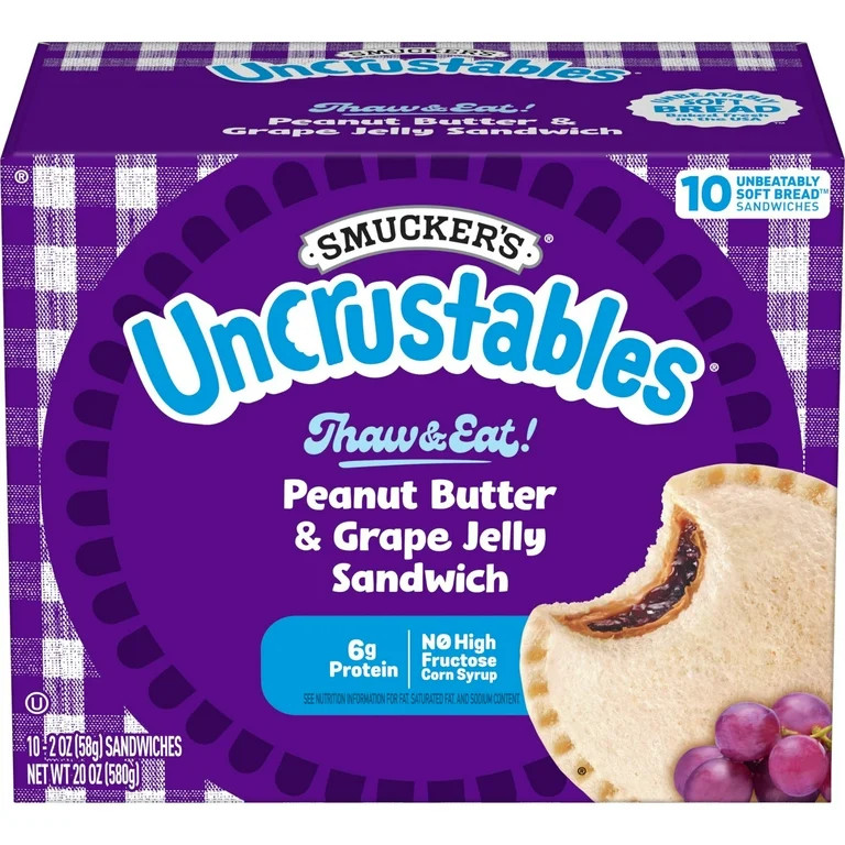 Smucker’s Uncrustables Peanut Butter & Grape Jelly Sandwiches, 10 Count, 2 Oz. Each, Frozen | Walmart (US)