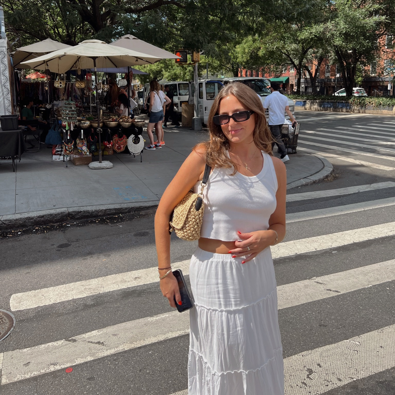New York City nyc summer outfit inspo white flowy maxi skirt coach bag

#LTKsalealert #LTKstyletip #LTKparties