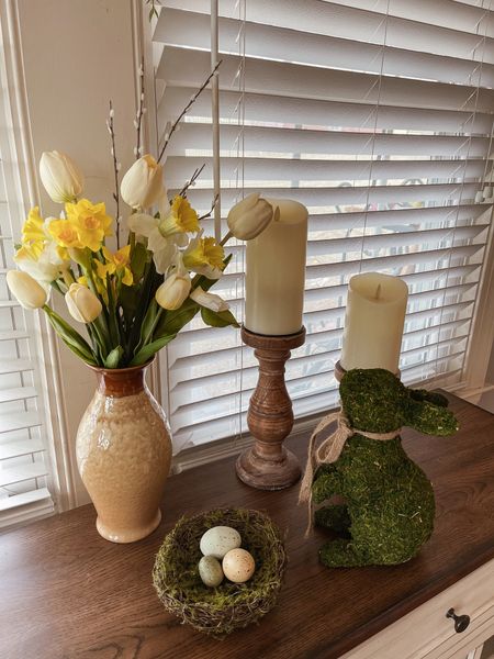 Spring home decor, Easter decorations, moss bunny, Amazon home, battery candles, spring faux florals

#LTKsalealert #LTKunder50 #LTKhome