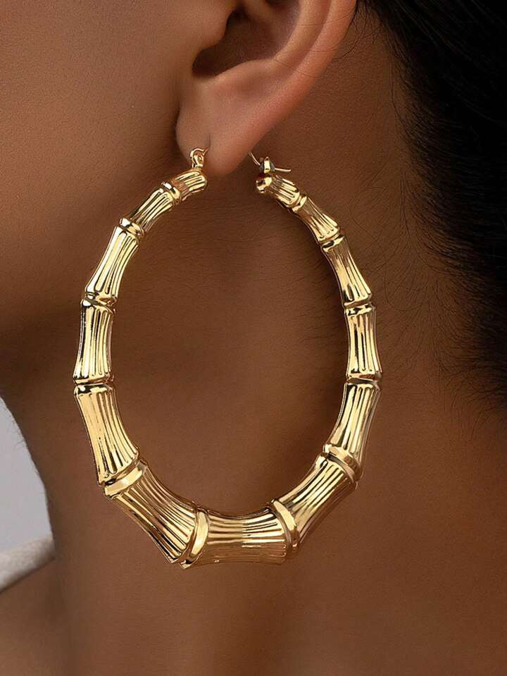 Bamboo Joint Design Hoop Earrings | SHEIN