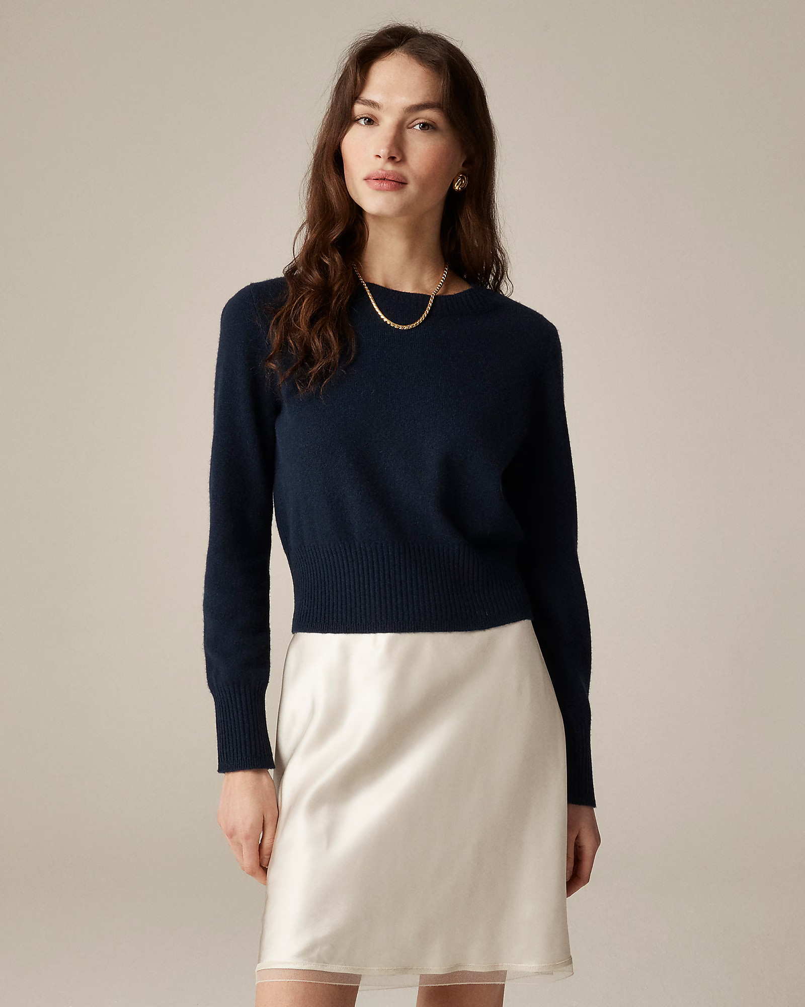 Cashmere shrunken crewneck sweater | J. Crew US