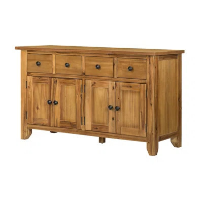 Spacious Farmhouse Storage Solid Acacia Wood Classic Brown Home Decor Cabinet | Wayfair North America