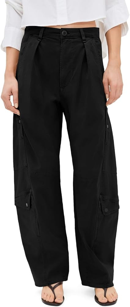 Aoysky High Waisted Barrel Pants for Women Casual Wide Leg Baggy Cargo Pants 100% Cotton Utility ... | Amazon (US)