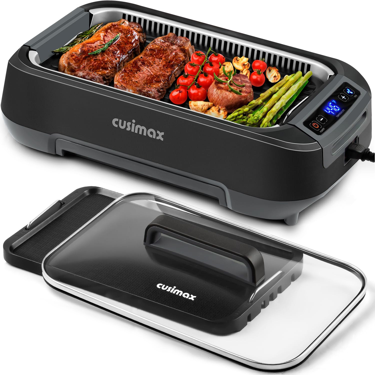 Smokeless Indoor Grill, CUSIMAX Electric Grill with Non-stick Removable Grill/Griddle Plate, 1500... | Amazon (US)