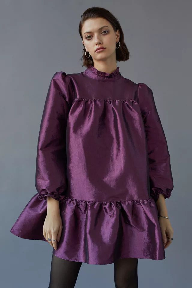 Glamorous Ruffle-Neck Mini Dress | Urban Outfitters (US and RoW)