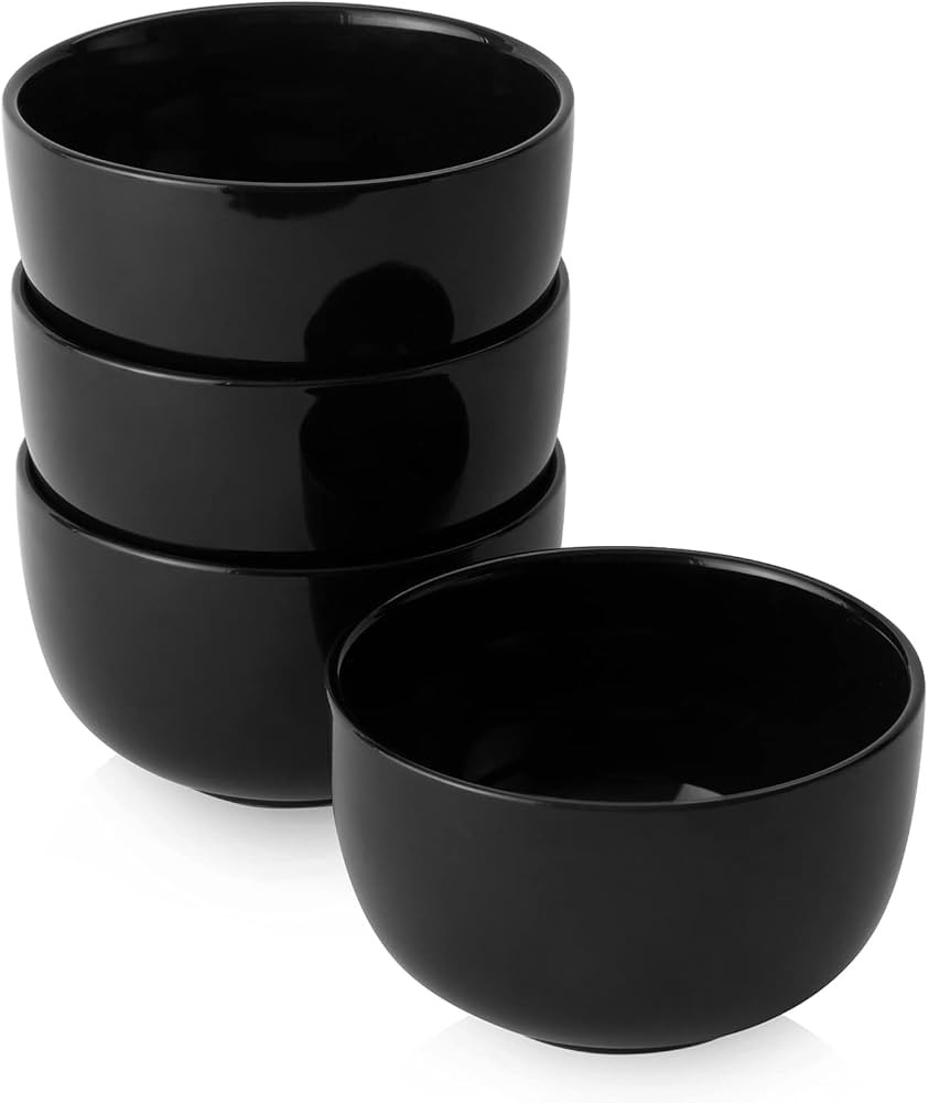 DOWAN Deep Soup Bowls, 30 Ounces Black Cereal Bowl for Oatmeal, Ceramic Ramen Bowls for Noodle, P... | Amazon (US)